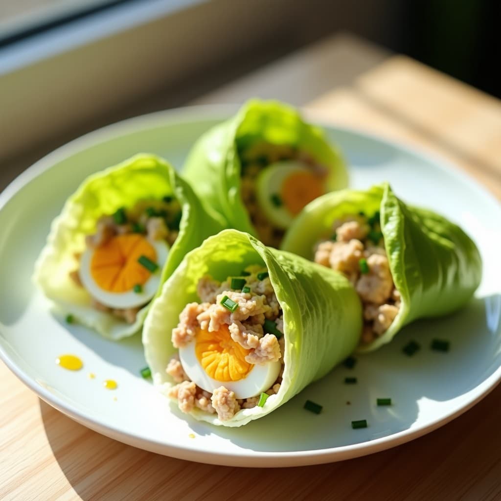 Rollitos de Lechuga con Atún y Huevo Duro: Receta Light y Sin Cocción en 5 Minutos
