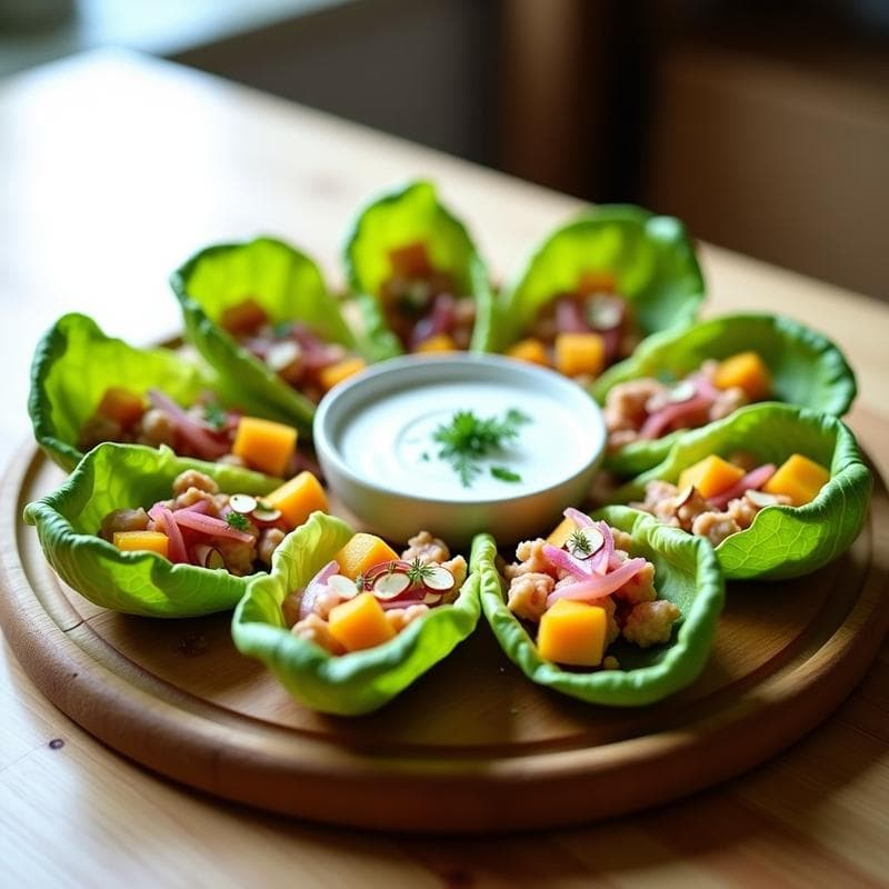 Rollitos de Lechuga con Atún, Mango y Salsa de Yogur Griego: Receta Fresca y Alta en Proteína
