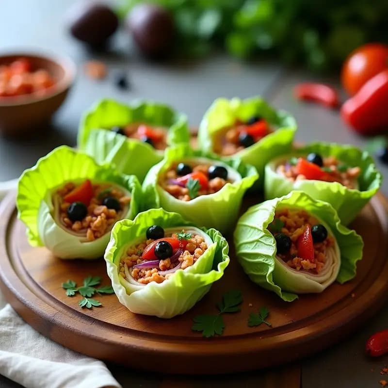 Rollitos de Lechuza con Atún y Pimiento Rojo: Aperitivo Español Sin Cocción