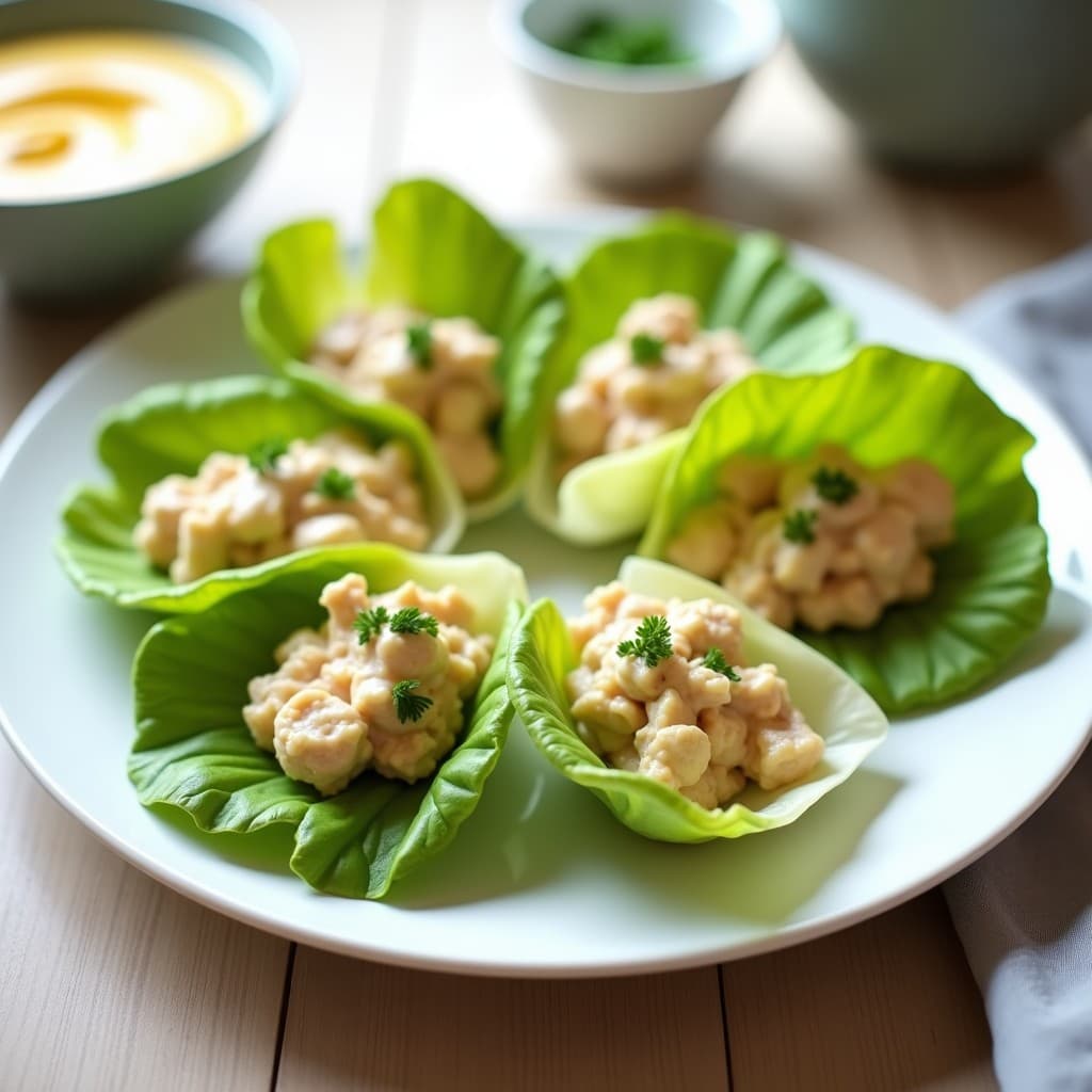 Rollitos de lechuga rellenos de atún y salsa de yogur con curry: Receta ligera y alta en omega-3