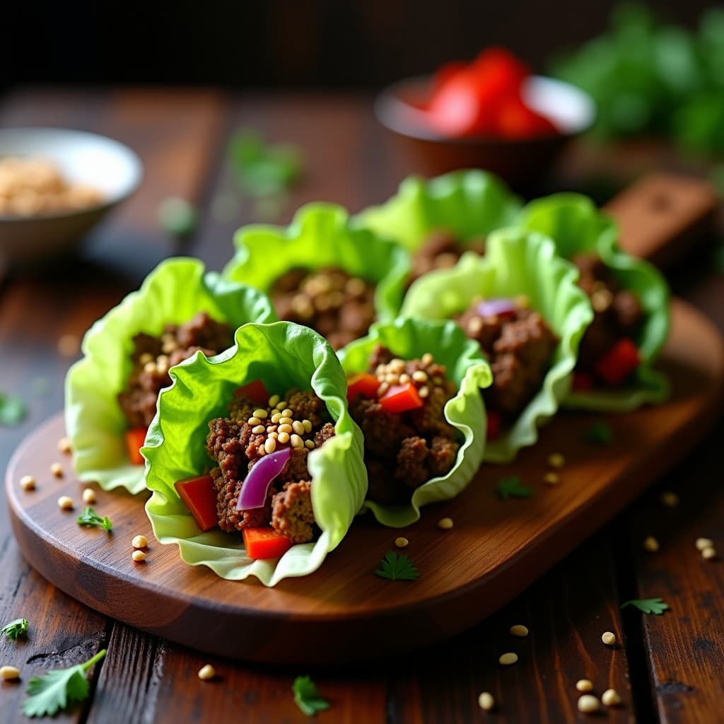 Rollitos de Lechuga con carne de Res en Salsa Hoisin: Receta China Bajas Calorías