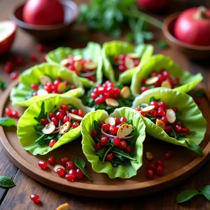 Rollitos de Lechuza con Ensalada de Canónigos y Granadas: Aperitivo Persa Elegante y Sin Gluten