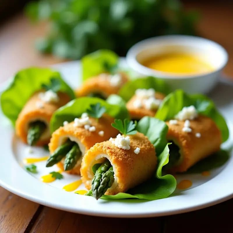 Rollitos de Lechuza Rellena de Espárragos: Entrante Peruano en Airfryer con Salsa de Ají Amarillo