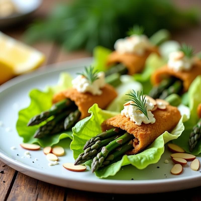 Rollitos de Lechuga Rellena de Espárragos y Queso de Cabra: Receta Griega en Airfryer