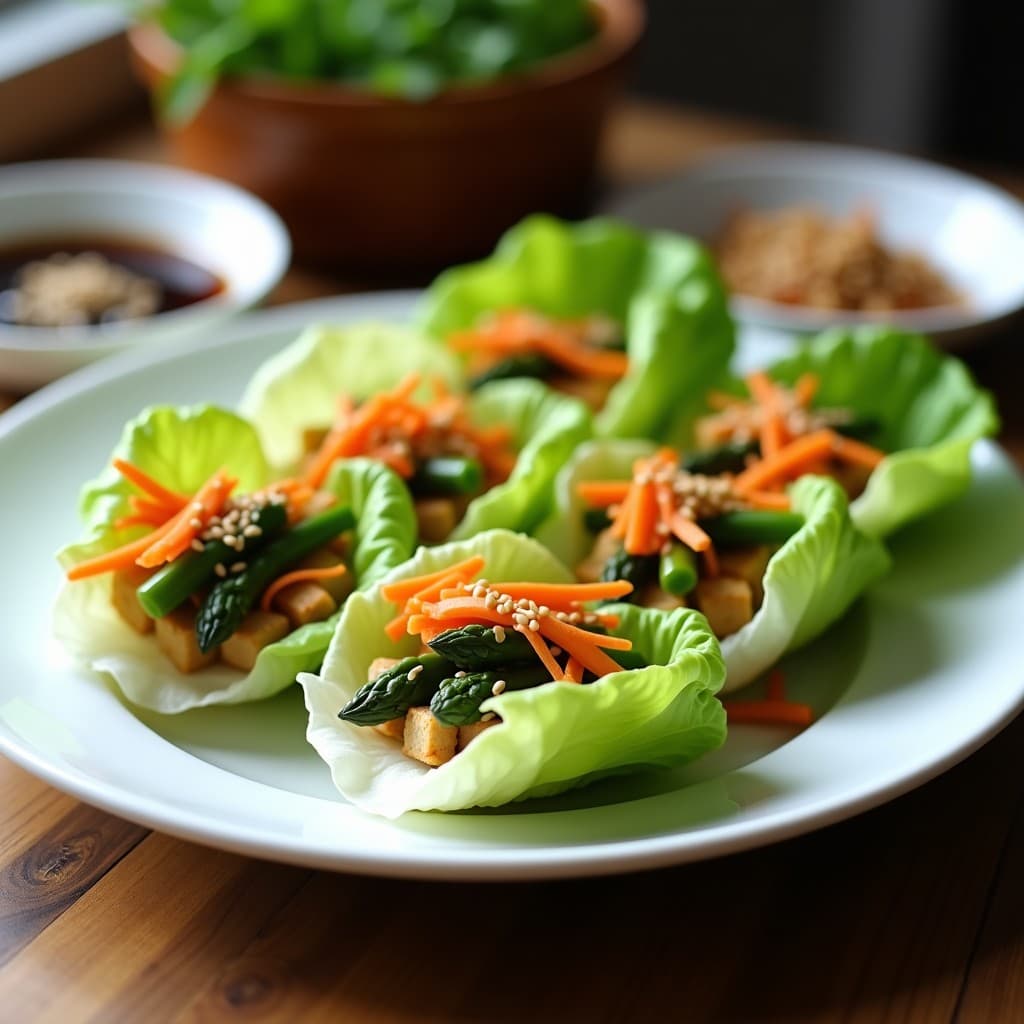 Rollitos de Lechuza y Espárragos Trigueros con Salsa de Soja y Jengibre: Receta China Vegana al Vapor