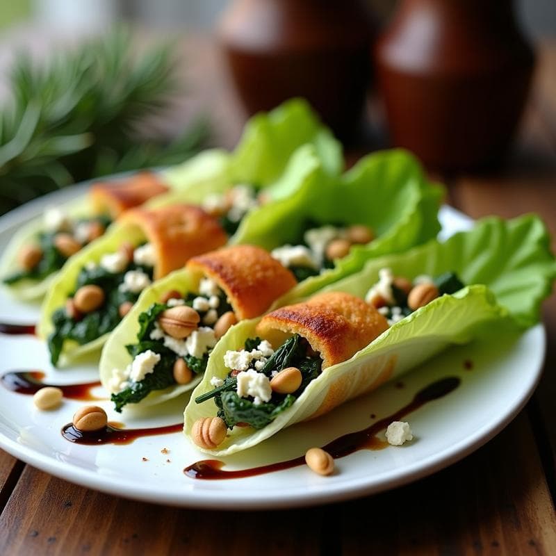 Rollitos de Lechuga con Relleno de Espinacas y Queso de Cabra: Receta en Airfryer Sin Harina