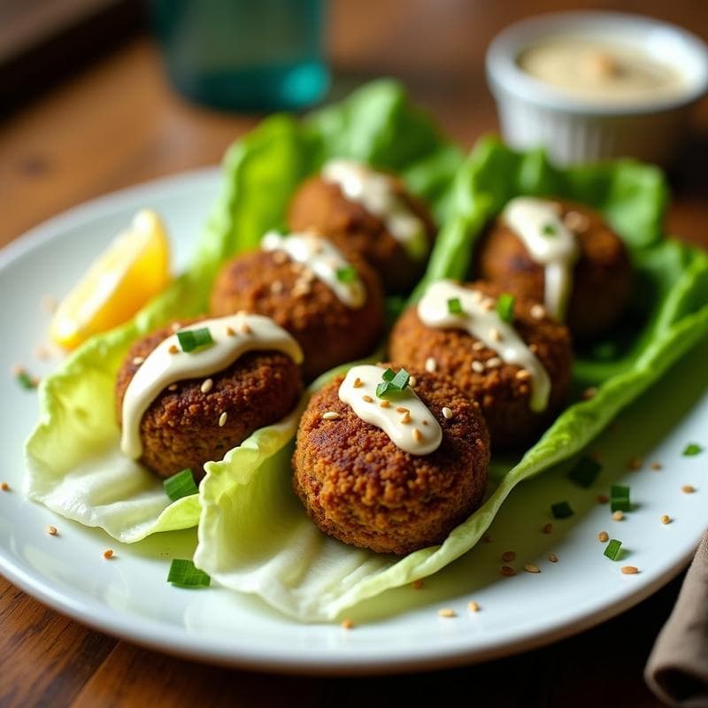 Rollitos de Lechuga Romana con Falafel de Habas Negras y Salsa de Yogur de Soja: Receta Libanesa Keto