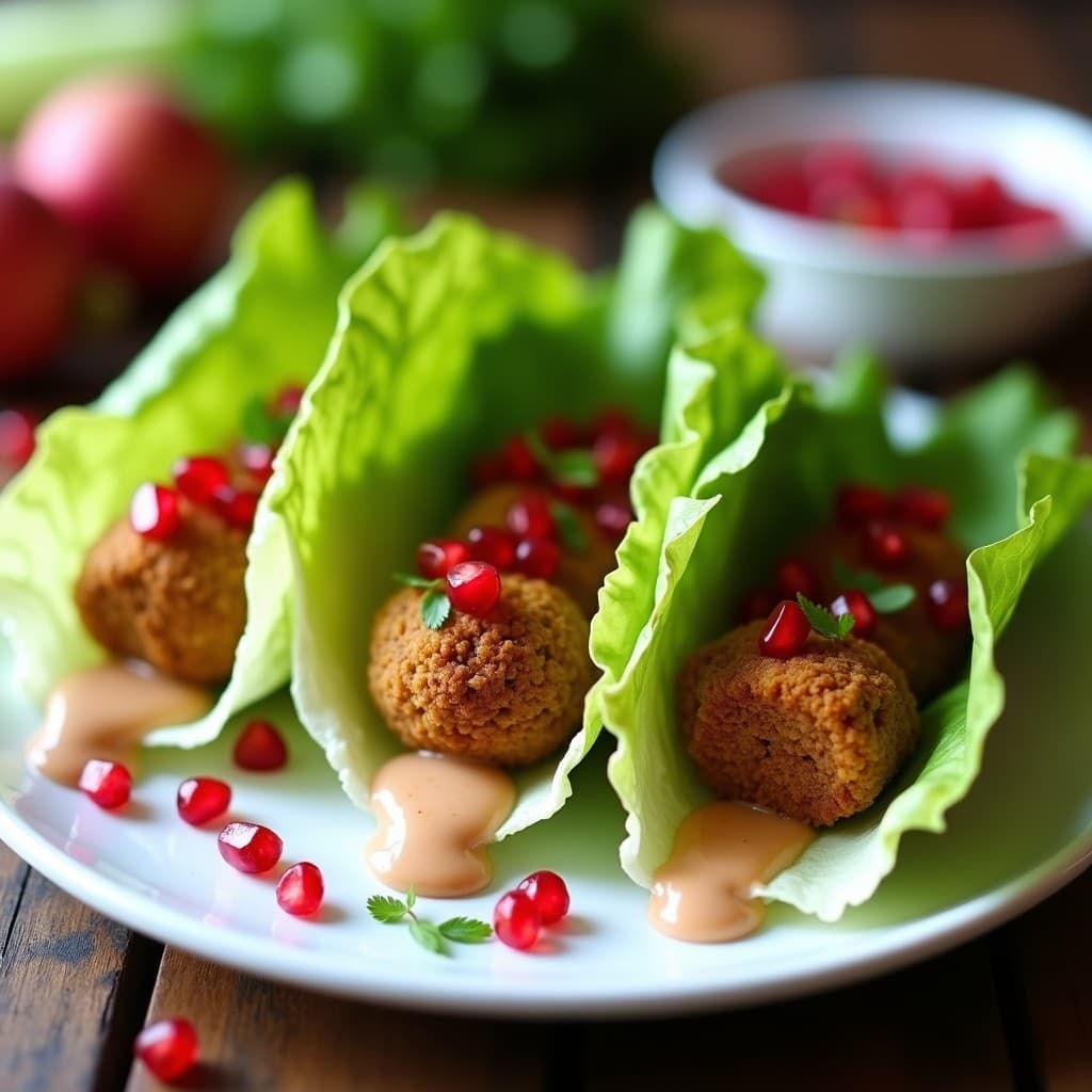 Rollitos de Lechuga con Relleno de Falafel y Salsa de Granado: Receta Palestina Sin Horno