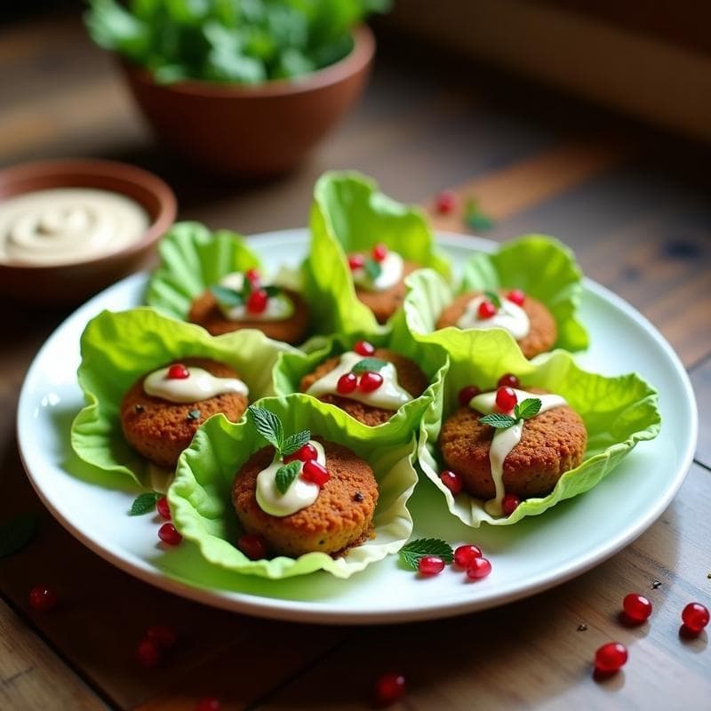 Rollitos de Lechuga con Falafel de Habas y Salsa de Tahini de Ajo Negro: Receta Libanesa Vegana