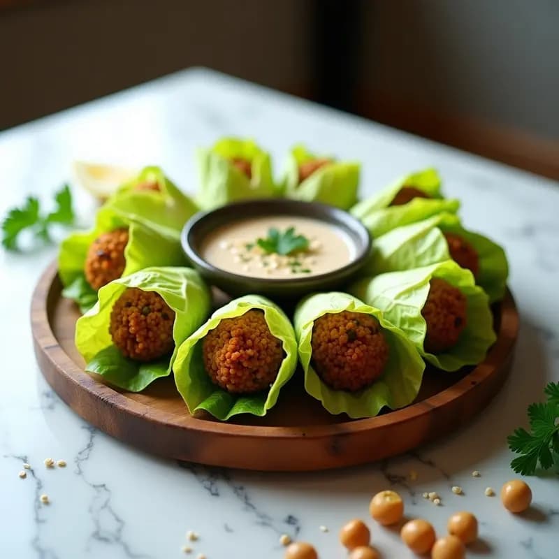 Rollitos de Lechuga con Filling de Falafel y Tahini: Receta Egipcia Crudivegana