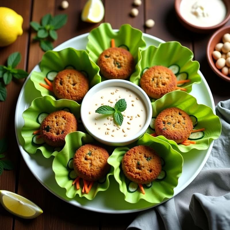 Rollitos de Lechuga con Falafel y Salsa de Yogur Vegano: Receta Árabe Sin Gluten
