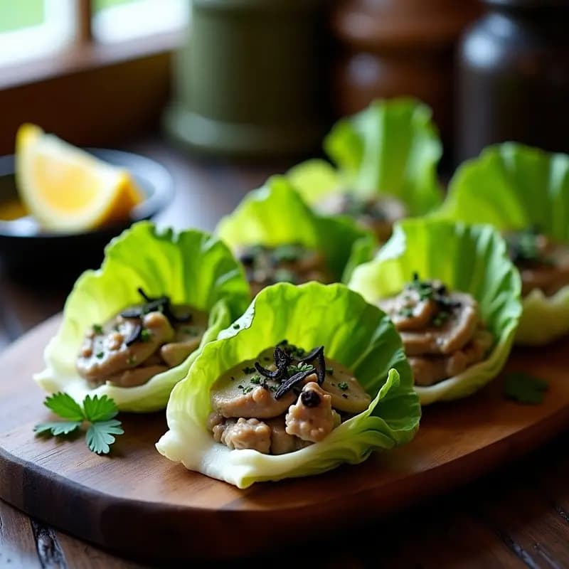 Rollitos de Lechuga con Farscia de Setas y Trufa Negra: Receta Italiana Vegana y Sin Gluten