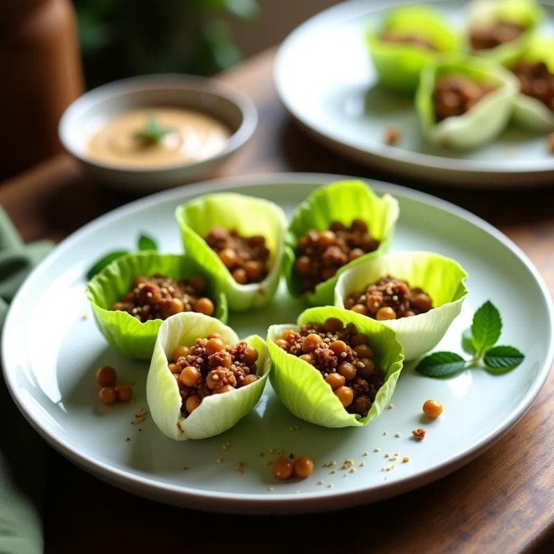 Rollitos de Lechuga con Farsha de Garbanzos y Pasas: Entrante Libanés Crudivegano