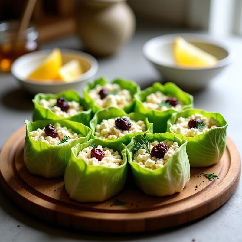 Rollitos de Lechuga con Feta y Arándanos: Aperitivo Griego Sin Horno y Bajo en Calorías