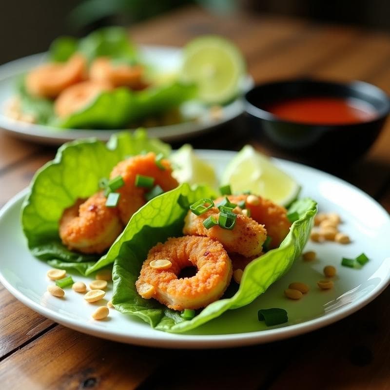 Rollitos de Lechuga con Gambas y Salsa de Tamarindo: Receta Tailandesa Crujiente en Airfryer