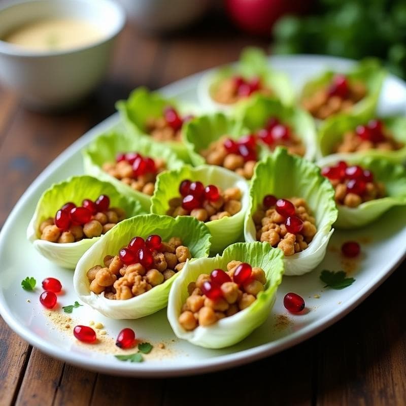 Rollitos de Lechuga con Relleno de Garbanzos y Granados: Entrante Iraní Vegano y Sin Gluten