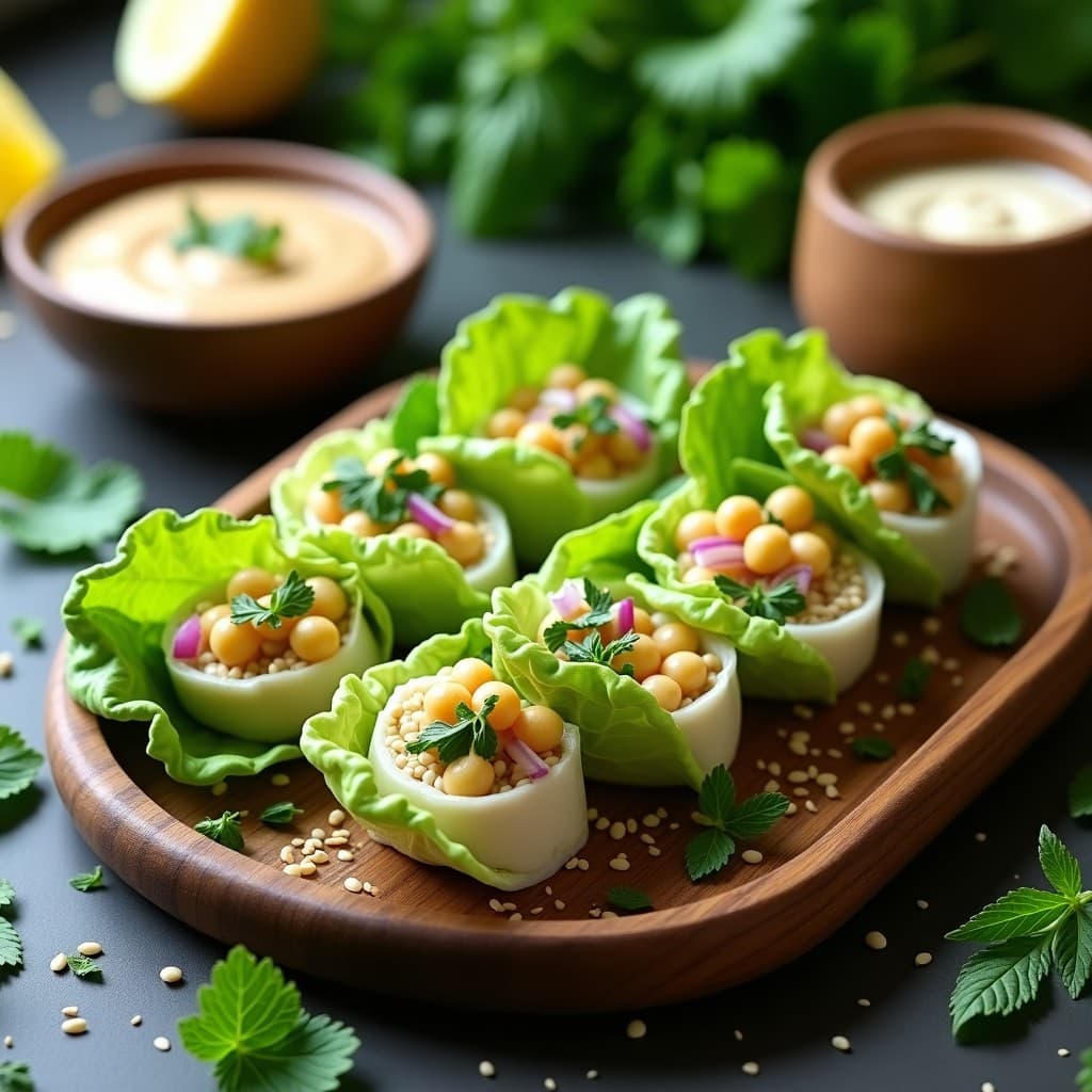 Rollitos de Lechuga con Relleno de Garbanzos y Hinojo al Estilo Libanés: Receta Sin Harina en 20 Minutos
