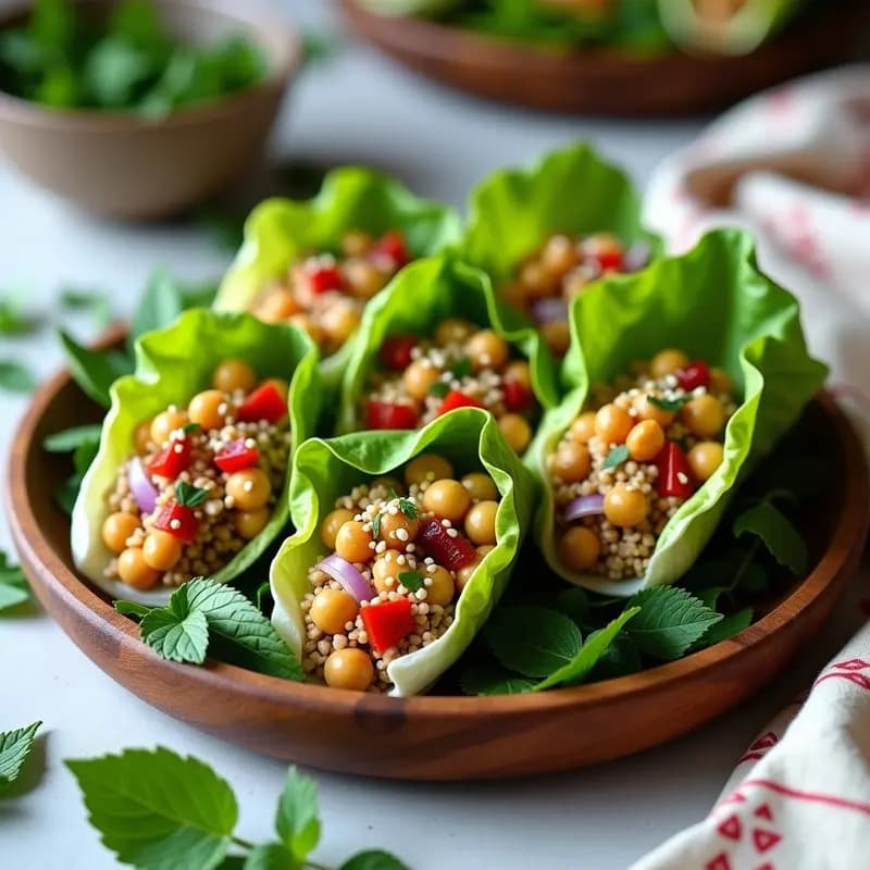 Rollitos de Lechuga con Farsitumbre de Garbanzos y Pasas: Receta Marroquí Crudivegana