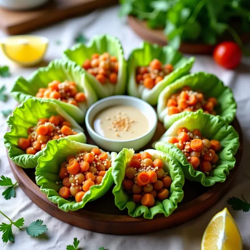 Rollitos de Lechuga con relleno de Garbanzos y Zanahoria: Aperitivo Libanés Crudivegano