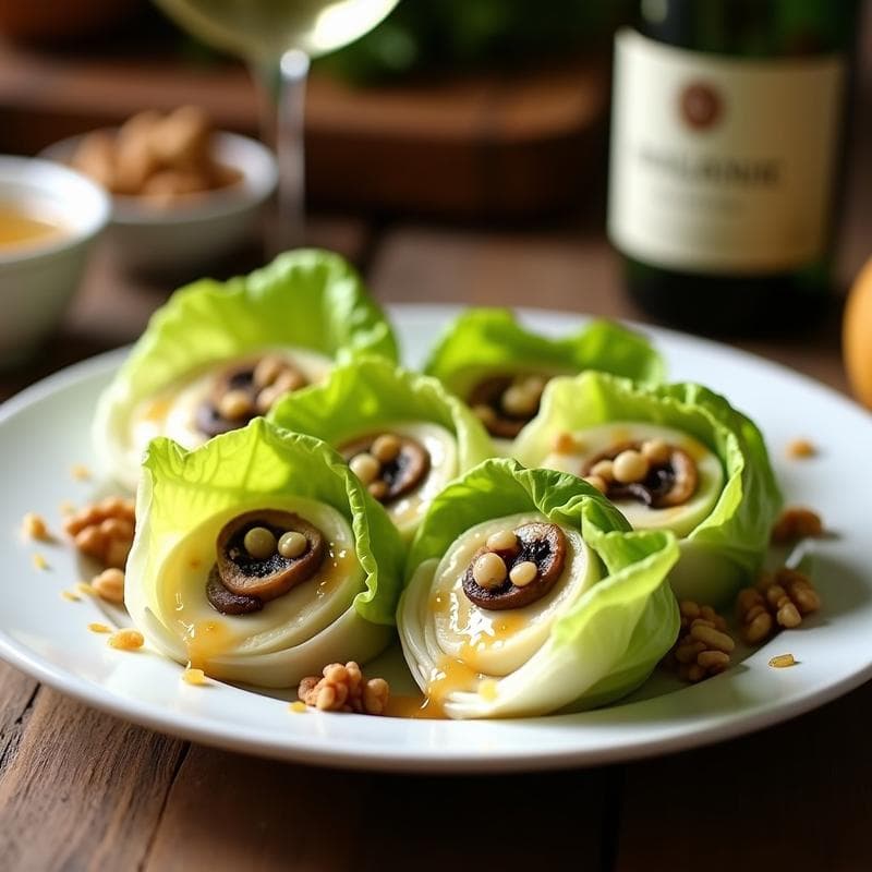 Rollitos de Lechuza Rellenos de Hongos Portobello y Queso Brie: Entrante Francés Gourmet