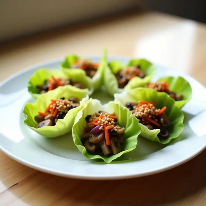 Rollitos de Lechuga con Farsidumbre de Hongos Shimeji y Sésamo: Receta Coreana Keto Sin Cocinar