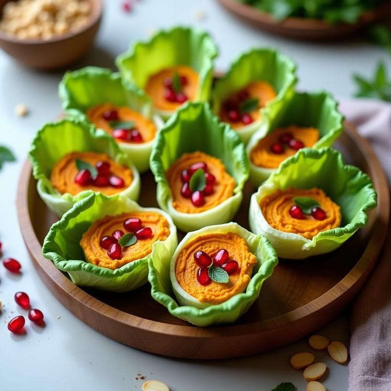 Rollitos de Lechuga con Hummus de Calabaza y Granado: Receta en 10 Minutos Sin Cocción