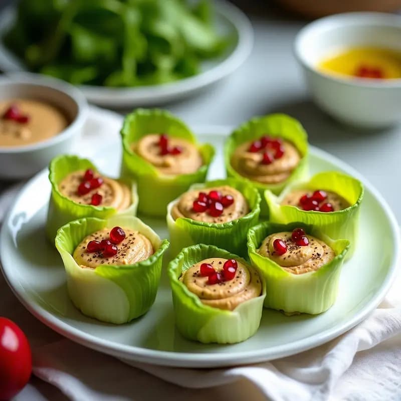 Rollitos de Lechuga con Hummus de Habas y Zumaque: Entrante Libanés Sin Gluten