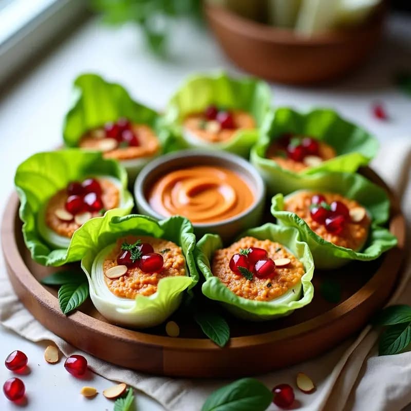 Rollitos de Lechuga con Hummus de Lentejas Rojas: Aperitivo Libanés Vegano
