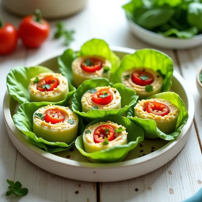 Rollitos de Lechuga con Relleno de Hummus y Pimientos Asados: Receta Vegana y Sin Gluten