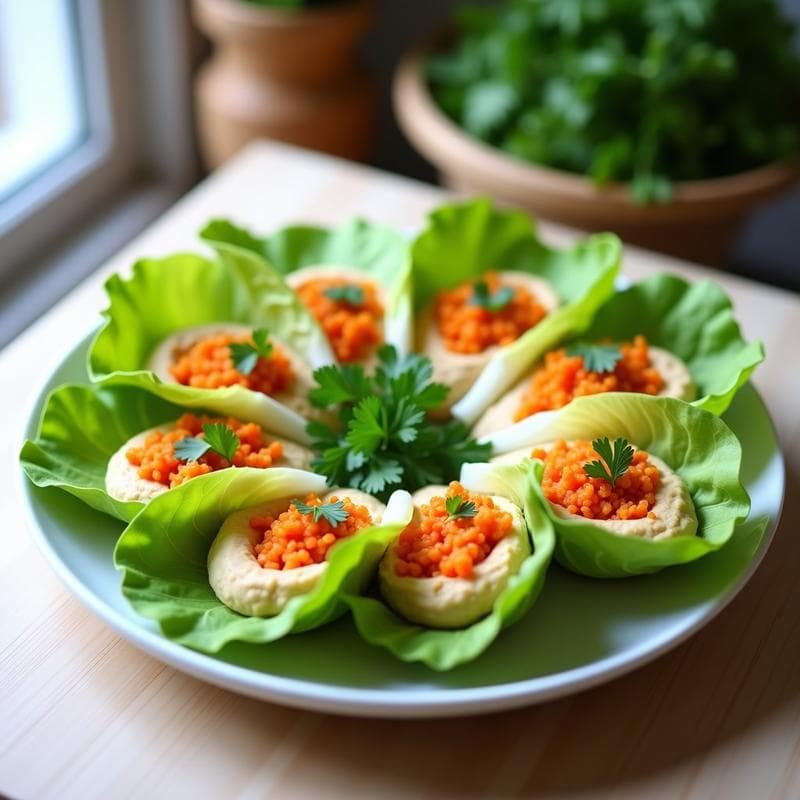 Rollitos de Lechuga con Hummus y Zanahoria: Aperitivo Vegano y Crujiente en 10 Minutos