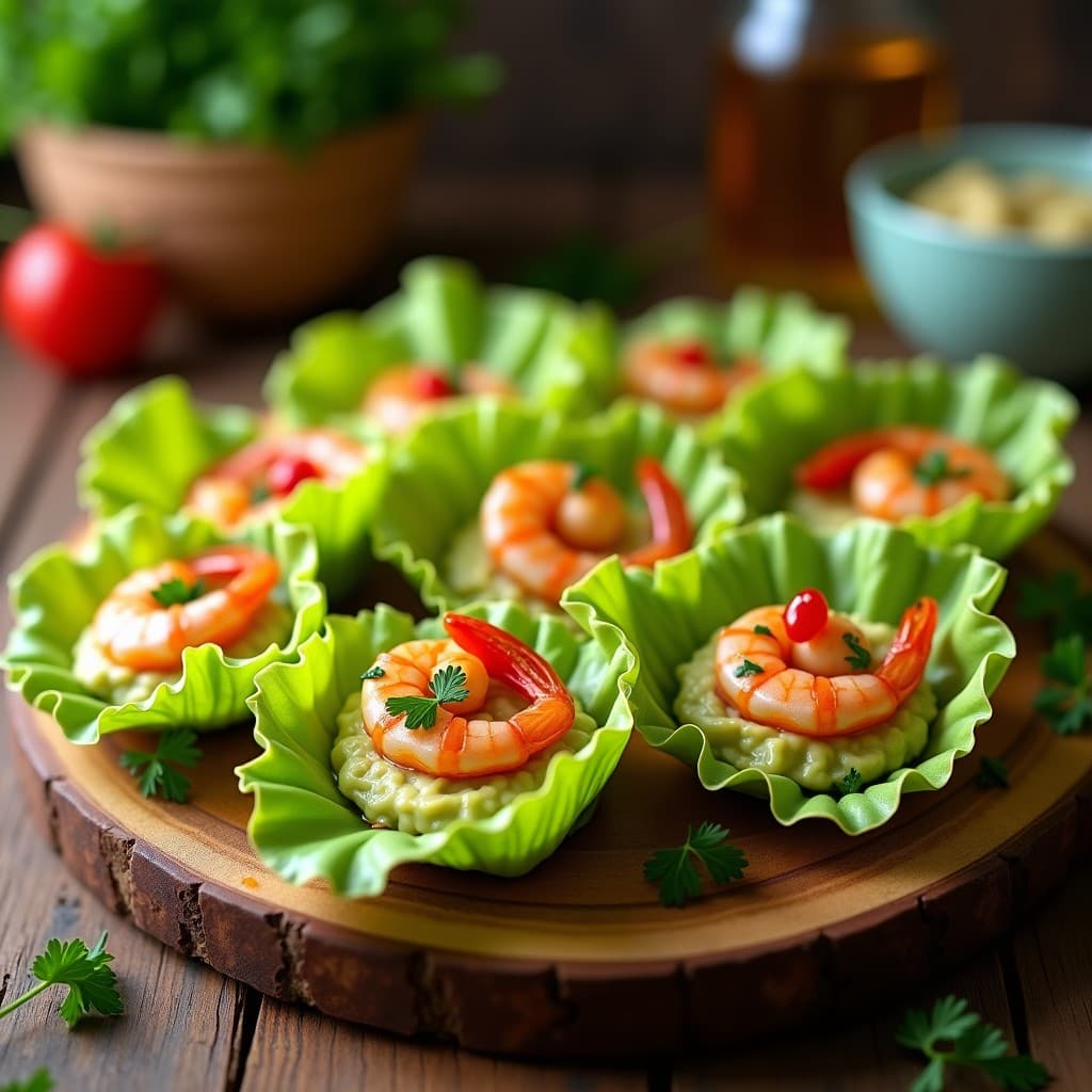 Rollitos de Lechuga con Langostinos al Ajillo y Aguacate: Entrante Español Sin Gluten