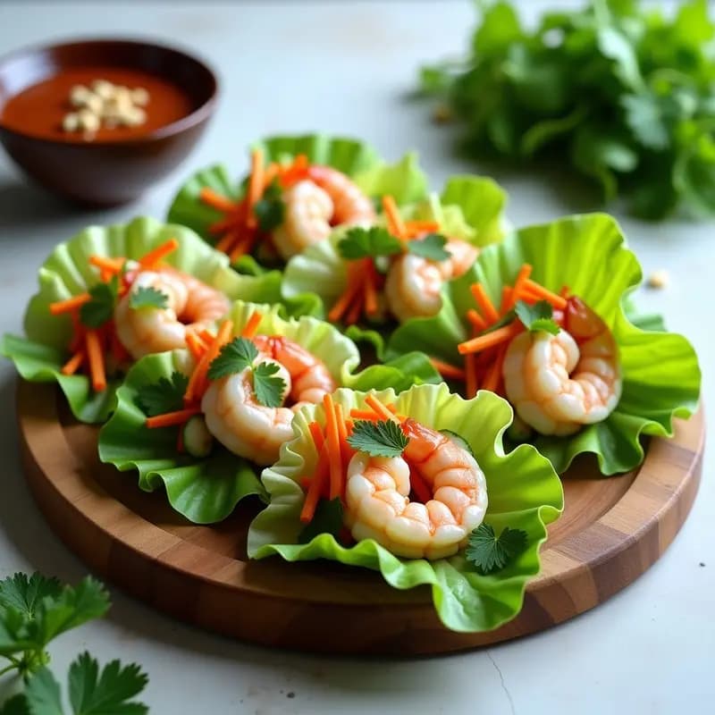 Rollitos de Lechuga con Langostinos y Salsa de Tamarindo: Receta Vietnamita Fresca y Sin Gluten