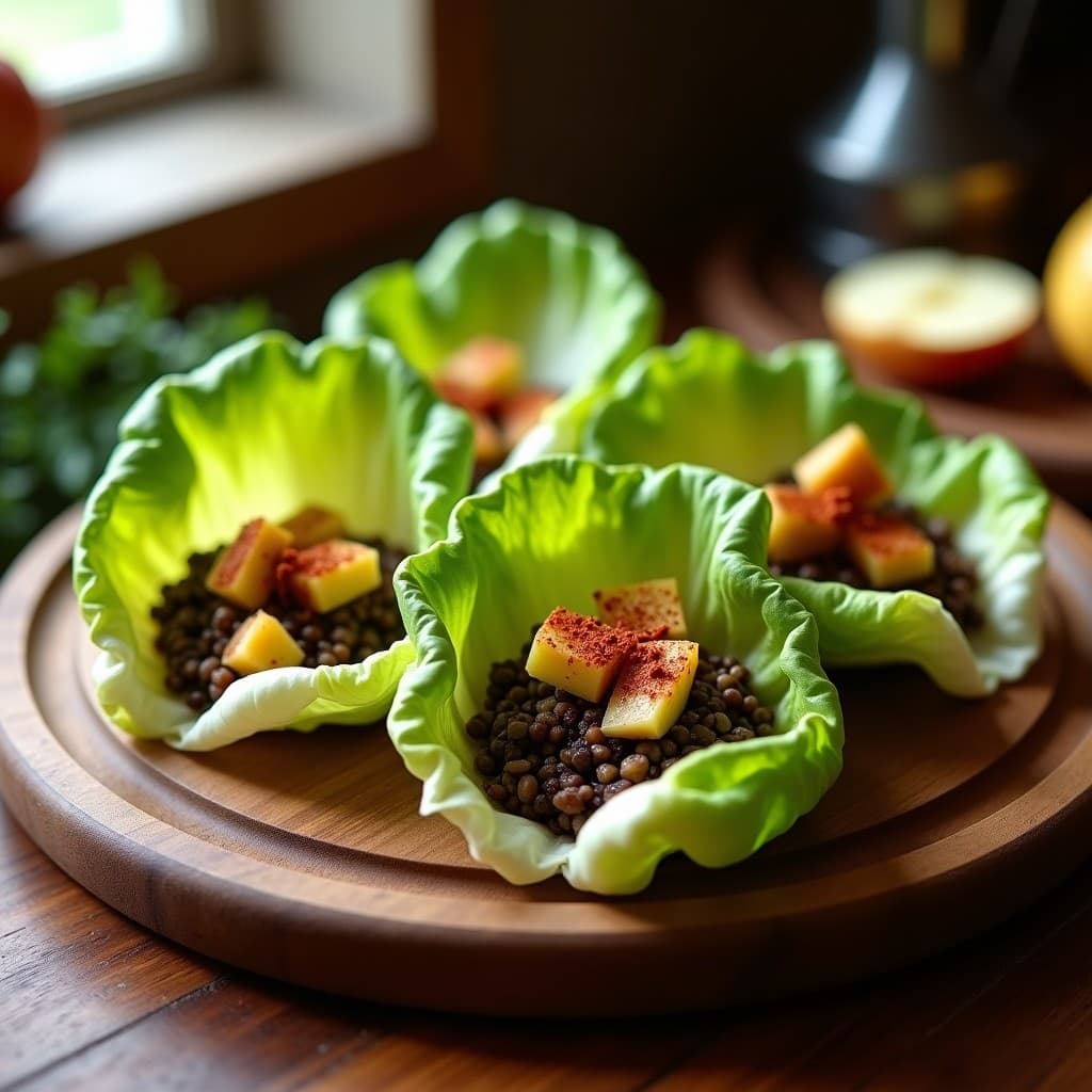 Rollitos de Lechuza con Relleno de Morcilla Vegana y Manzana: Entrante Español Gourmet