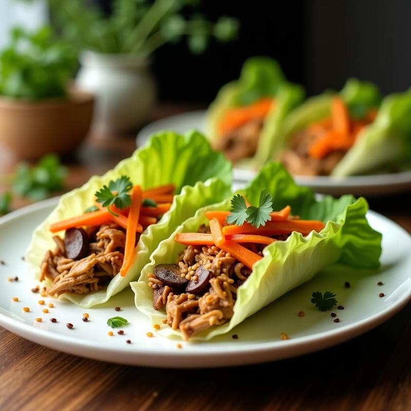 Rollitos de Lechuza con Relleno de Pollo y Hongos Shitake: Receta China Baja en Carbohidratos en Airfryer