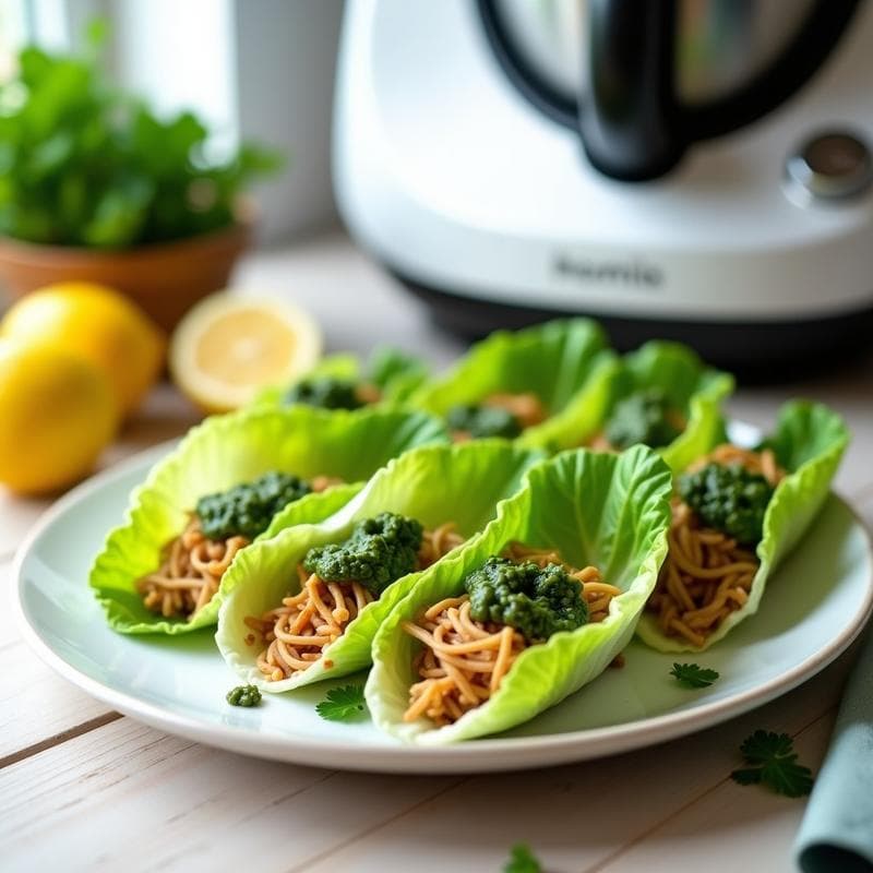 Rollitos de Lechuza con Relleno de Pollo y Pesto de Cilantro: Receta Peruana en Thermomix