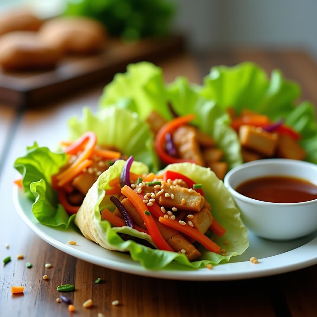 Rollitos de Lechuza Rellena con Pollo Teriyaki y Vegetales: Receta China en Airfryer Crujiente