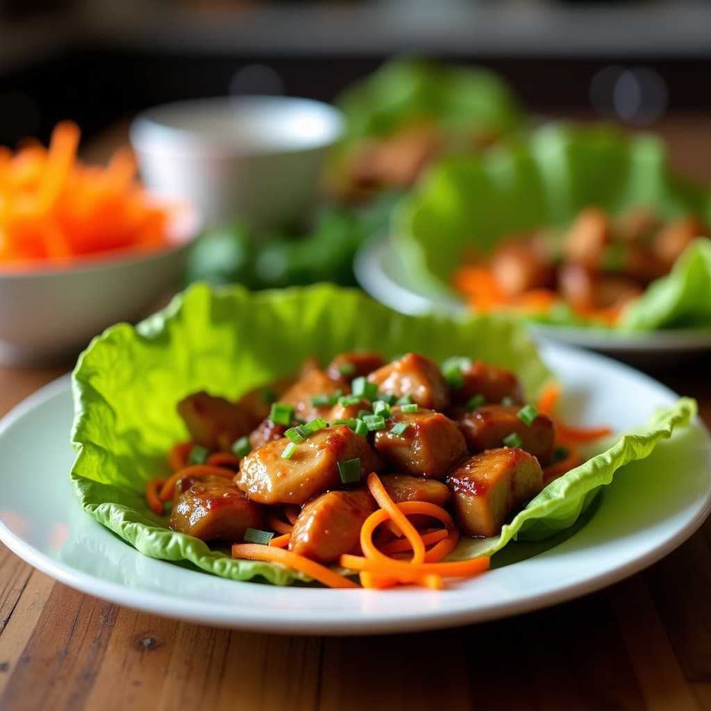 Rollitos de Lechuga con Pollo Teriyaki y Zanahoria Espiralizada: Receta Japonesa en 15 Minutos
