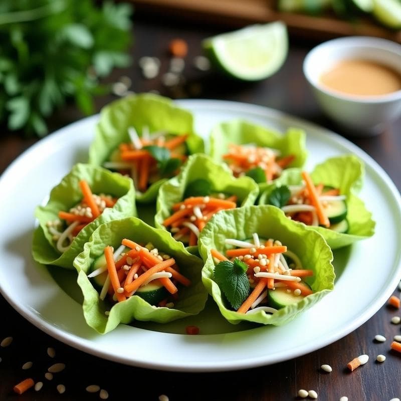 Rollitos de Lechuza de Primavera con Aderezo de Cacahuete y Lima: Receta Tailandesa Crudivegana en 15 Minutos