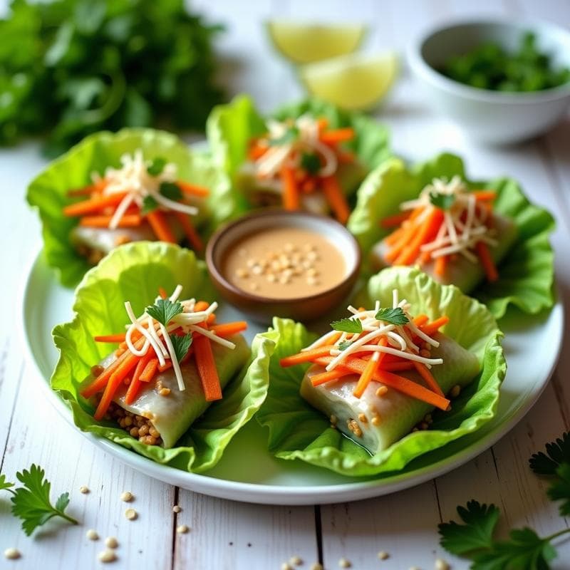 Rollitos de Lechuga de Primavera con Salsa de Cacahuete y Lima: Aperitivo Vegano Crujiente