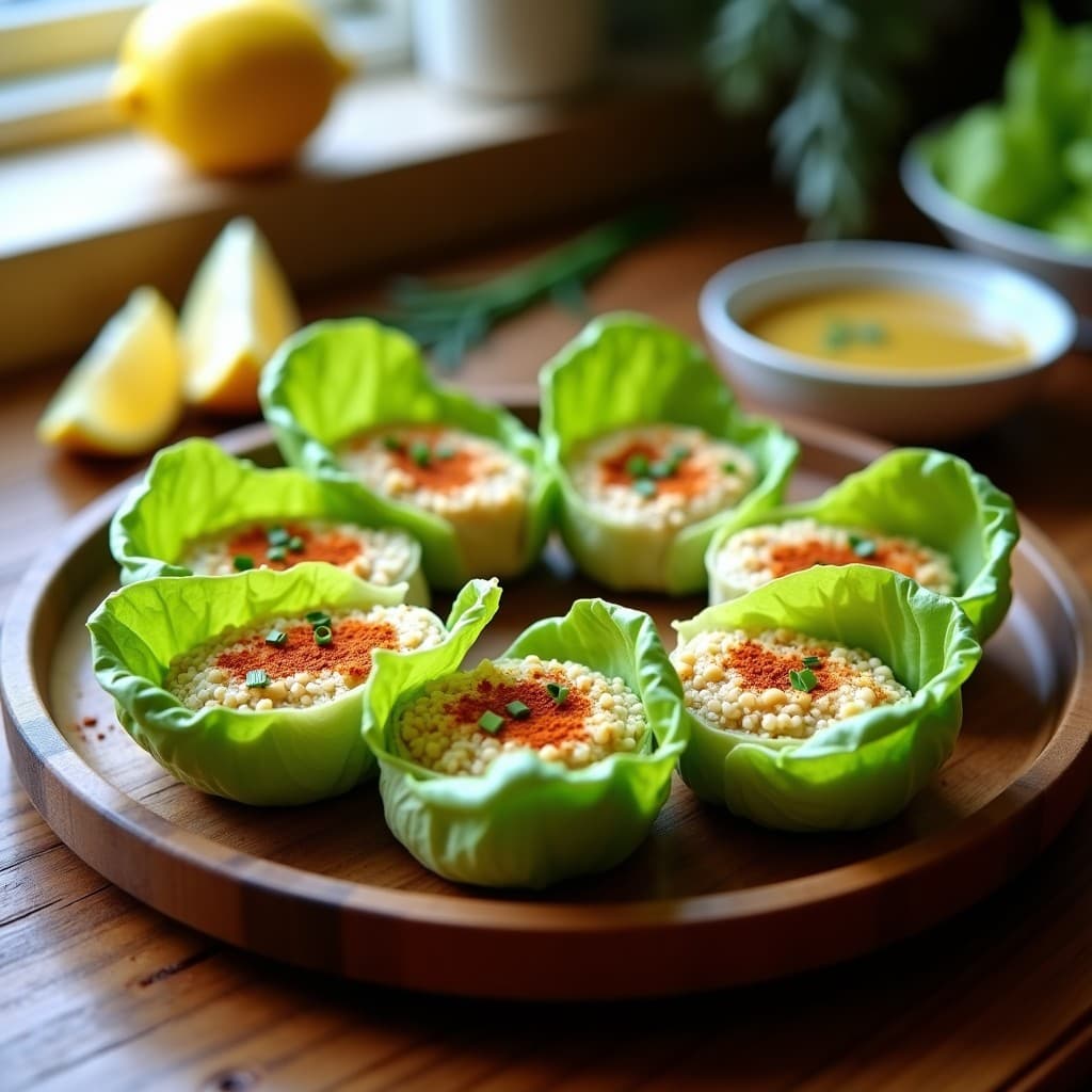 Rollitos de Lechuga Hoja de Roble con Relleno de Quinoa y Frutos Secos: Aperitivo Crudivegano Alto en Omega-3