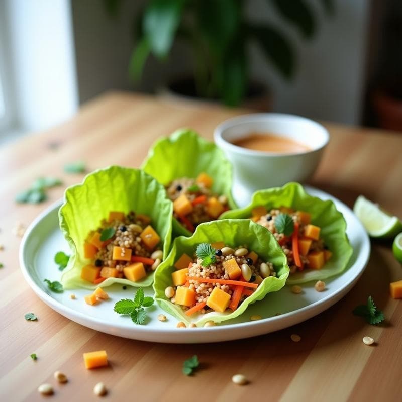 Rollitos de Lechuga con Relleno de Quinoa y Mango: Receta Vegana y Crudivegana con Toque Tailandés