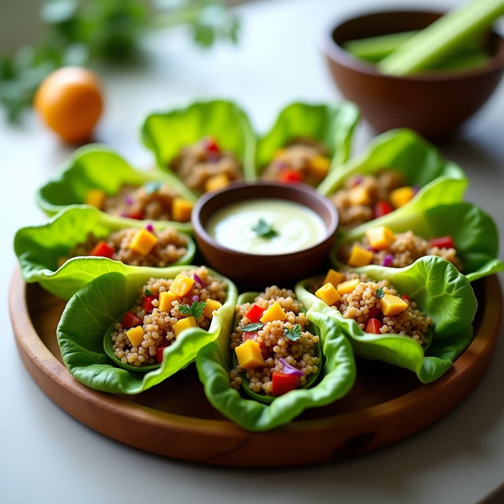 Rollitos de Lechuga Rellena de Quinoa y Mango: Receta Vegana Sin Cocción con Aderezo de Cilantro