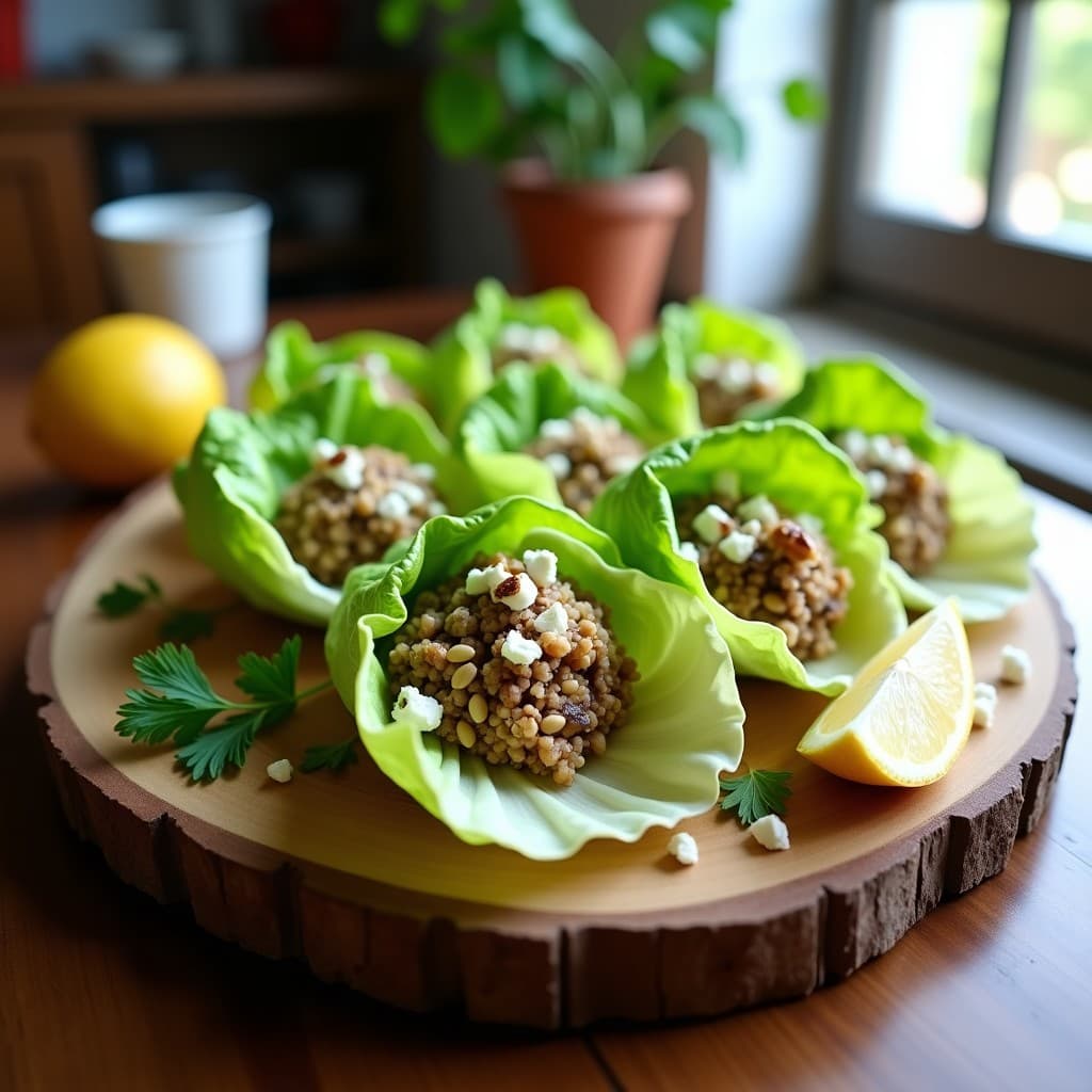 Rollitos de Lechuga con Relleno de Quinoa y Champiñones Portobello: Receta Keto y Alta en Proteína