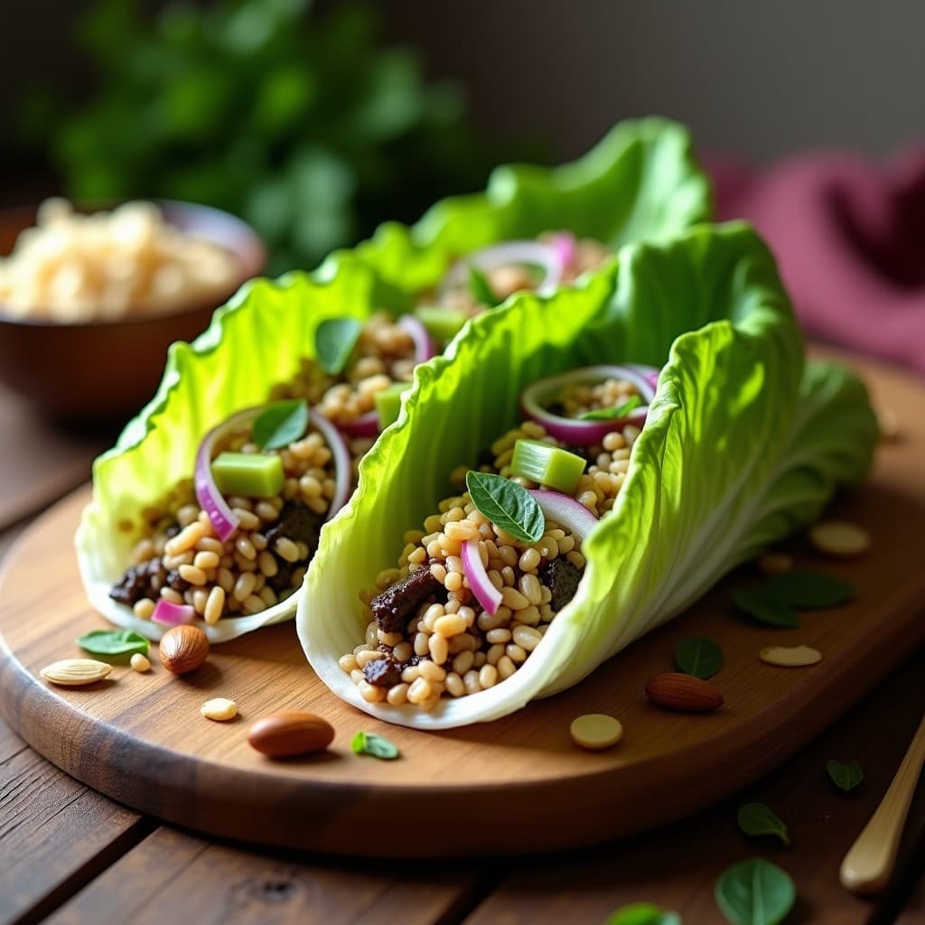 Rollitos de Lechuga con Relleno de Arroz Salvaje y Champiñones: Entrante Vegano y Crudivegano