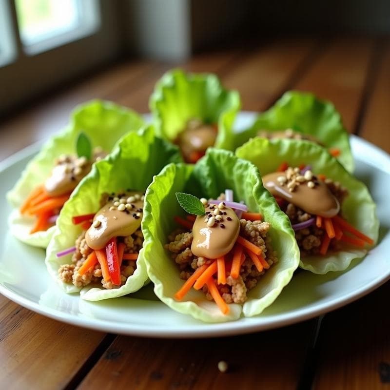 Rollitos de Lechuga con Carne de Soja y Salsa Peanut: Receta Tailandesa Alta en Proteína