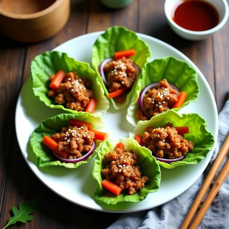Rollitos de Lechuga con Salteado de Soja Texturizada y Salsa Teriyaki: Receta Vegana Sin Gluten