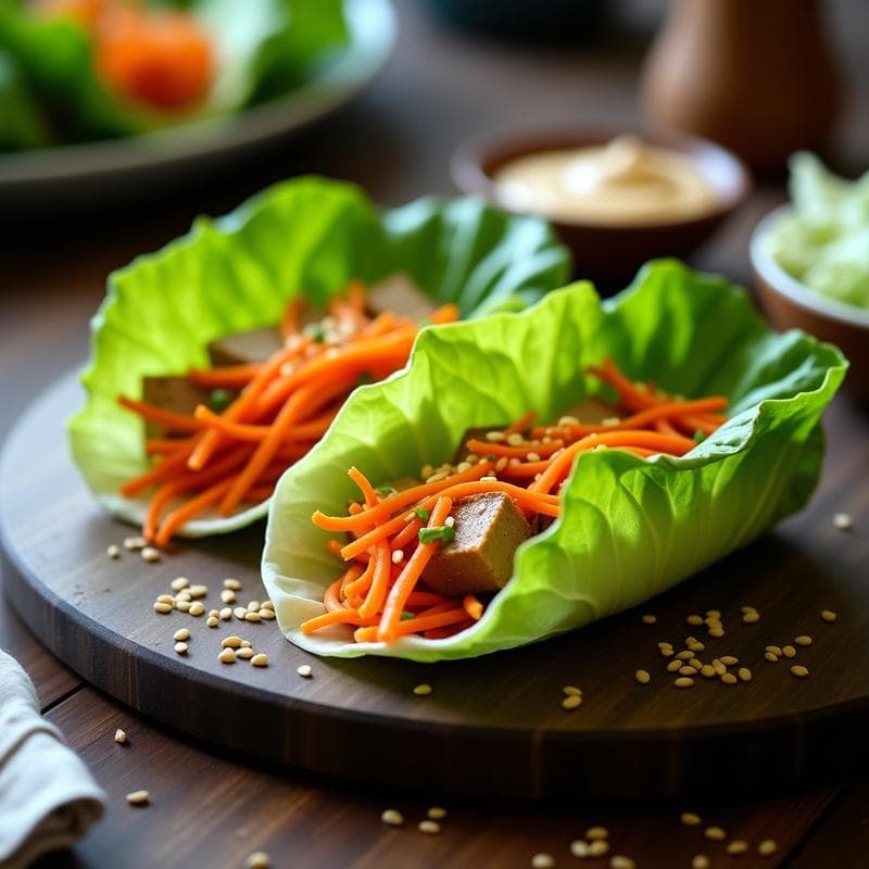 Rollitos de Lechuga con Relleno de Tofu Ahumado y Zanahoria: Receta Crudivegana en 15 Minutos
