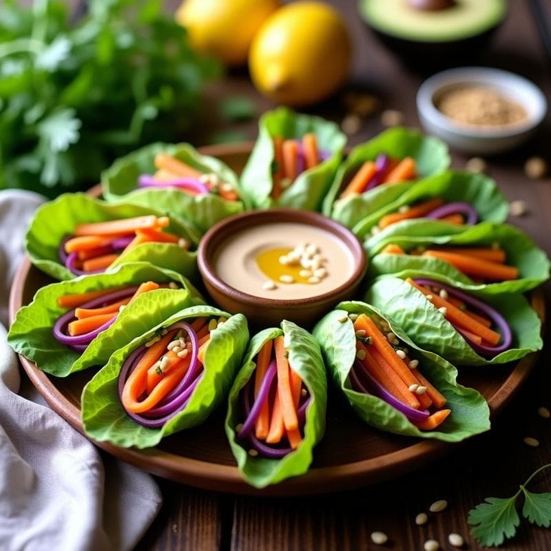 Rollitos de Lechuga y Zanahoria con Salsa de Tahini: Entrante Vegano y Crujiente