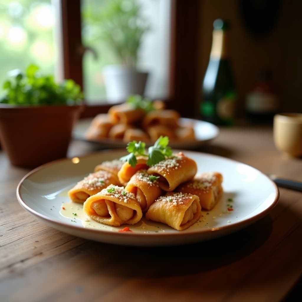 Rollitos de Lechuza con Espárragos y Salsa de Tahini: Entrante Vegano al Horno