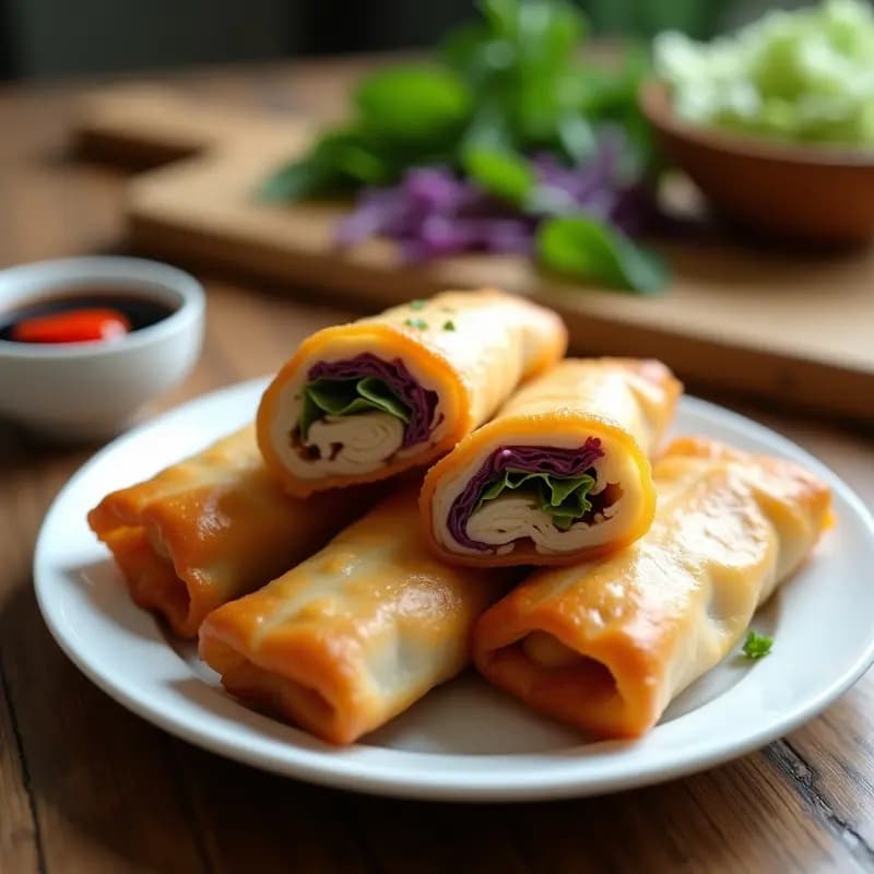 Rollitos de Lechuza (Spring Rolls) con Relleno de Pollo y Repollo: Receta Vietnamita Crujiente